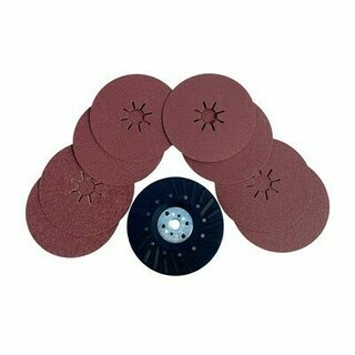 Plateau disque fibre D 125 mm + assortiment 8 disques fibres